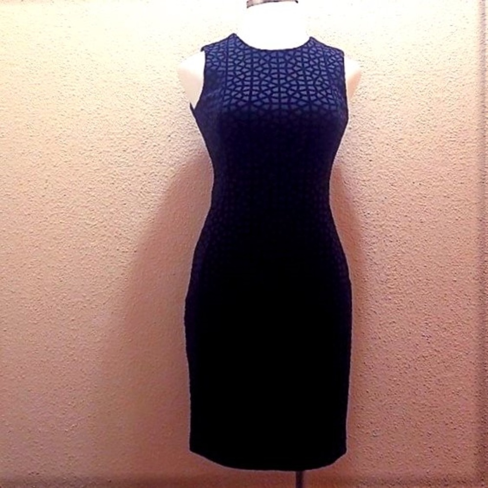 Calvin Klein Black Sleeveless Embossed Dress